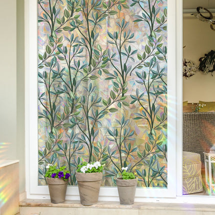 Window film - 40 x 100cm - Sun protection & insulating - Static - Static self-adhesive adhesive film - Decorative film - Stained glass - Green vines - PVC.