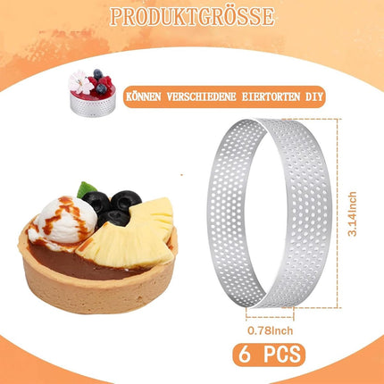 Cake ring - 6 pieces - Ø 8 cm*2 cm*0.8 mm - Stainless steel - Cake tin - Cake mould - Mousse cake mould - For baking muffins, cakes, cookies.
