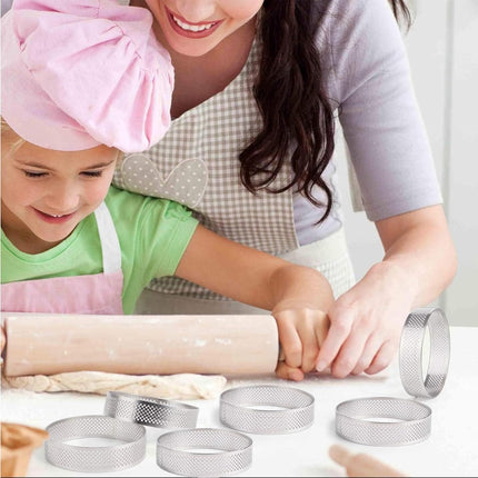 Cake ring - 6 pieces - Ø 8 cm*2 cm*0.8 mm - Stainless steel - Cake tin - Cake mould - Mousse cake mould - For baking muffins, cakes, cookies.