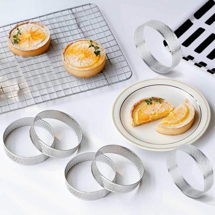 Cake ring - 6 pieces - Ø 8 cm*2 cm*0.8 mm - Stainless steel - Cake tin - Cake mould - Mousse cake mould - For baking muffins, cakes, cookies.