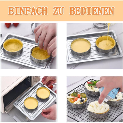 Cake ring - 6 pieces - Ø 8 cm*2 cm*0.8 mm - Stainless steel - Cake tin - Cake mould - Mousse cake mould - For baking muffins, cakes, cookies.