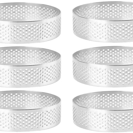 Cake ring - 6 pieces - Ø 8 cm*2 cm*0.8 mm - Stainless steel - Cake tin - Cake mould - Mousse cake mould - For baking muffins, cakes, cookies.