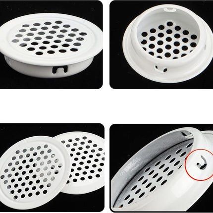 Ventilation grille - 20 pieces - 35mm - Round air grilles - Stainless steel - Ventilation holes - For bathroom, home office, kitchen - White.
