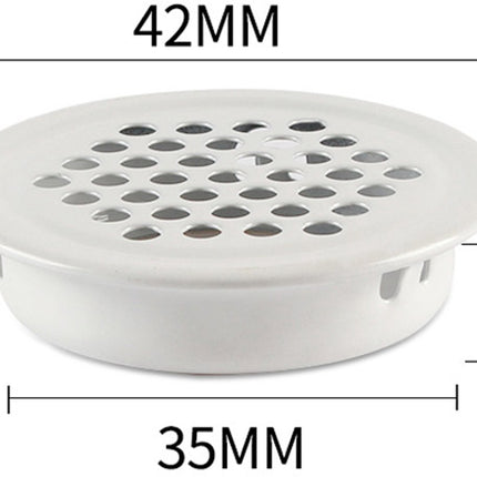 Ventilation grille - 20 pieces - 35mm - Round air grilles - Stainless steel - Ventilation holes - For bathroom, home office, kitchen - White.