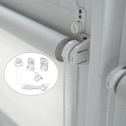 Roller Blind System with Wall Brackets - 25 mm - Roller Blind Fittings - Plastic - With 3M Bead Chain - Replacement Repair Kit for Roller Blinds - Curtain Parts - White - Suitable for Window Blinds.
