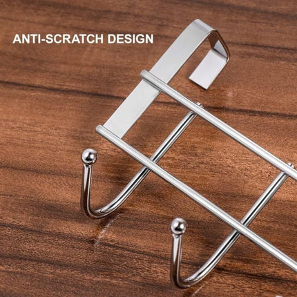 Door Coat Rack with 5 Hooks - Coat Rack on the Door - Clothes Rack - Towel Holder on the Door - For Clothes, Coats, Towels or Other Accessories - Hanging - Iron - Silver - 23.5*8.5*2.5 cm.