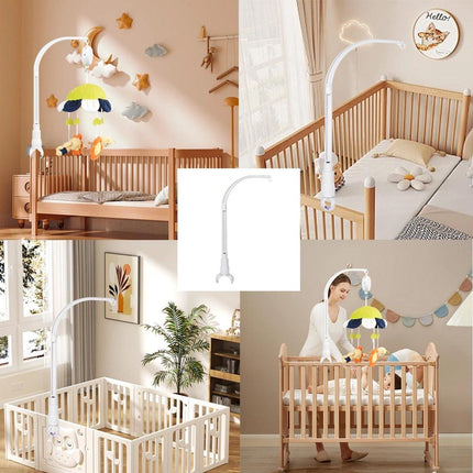Music mobile holder - Playpen mobile stand - Stylish Playpen mobile holder - Baby mobile bracket - Mobile holder - Suitable for crib & cradle - White - 58*24 cm - Removable - Adjustable - ABS.