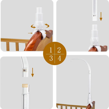 Music mobile holder - Playpen mobile stand - Stylish Playpen mobile holder - Baby mobile bracket - Mobile holder - Suitable for crib & cradle - White - 58*24 cm - Removable - Adjustable - ABS.