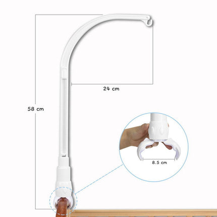 Music mobile holder - Playpen mobile stand - Stylish Playpen mobile holder - Baby mobile bracket - Mobile holder - Suitable for crib & cradle - White - 58*24 cm - Removable - Adjustable - ABS.