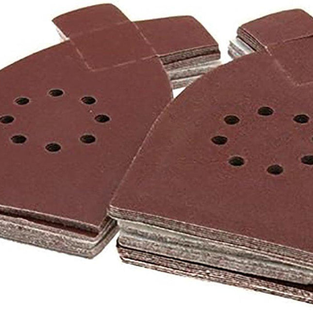 50 pieces - sandpaper - P40/60/80/100/120 grit - grit sandpaper for multi-sander - For wood and metal - 205*175*105MM (205mm at the tip of the ear) - self-adhesive - hook and loop - 8-hole sanding pads - sanders.