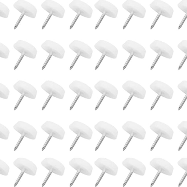 50 pieces - Chair leg protectors - Floor gliders - Floor protector - Chair leg protectors - Furniture gliders - with nail - 20mm - for table chair legs - white - plastic - Round - Floor and furniture protection - Chair parts - Anti-scratch