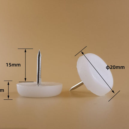 50 pieces - Chair leg protectors - Floor gliders - Floor protector - Chair leg protectors - Furniture gliders - with nail - 20mm - for table chair legs - white - plastic - Round - Floor and furniture protection - Chair parts - Anti-scratch.