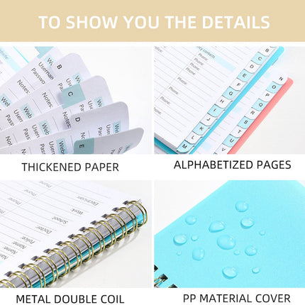 Password Book - Password Booklet - Password Booklet with Alphabet - Password Organizer - Password Notebook - A6 - Blue.