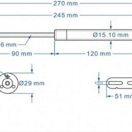 2 pieces - Gas spring for flap - Softclose Door fitting - 100N - steel - Telescopic cabinet door gas spring - Hydraulic support - Door lift damper for cabinet door or flap - Furniture mounting parts.