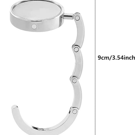 3 pieces - Bag hook - Hook for bags and backpacks - Bag hanger - Bag hooks - Bag hooks - Bag hook - Bag hook table - Bag hanger on the table - Silver - Foldable - Zinc alloy - 9.3 * 4.9 cm - for handbag, school bag, headphones, etc..