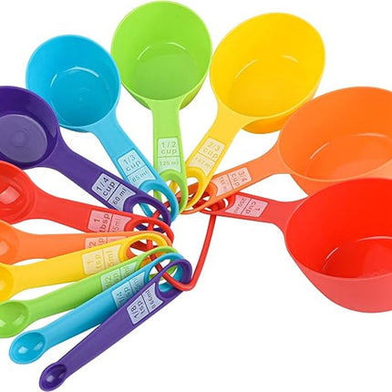 12-Piece Measuring Spoon Set - Measuring Spoons - Colorful - Measuring Cups - PP - Measuring Scoops & Cups - Kitchen Baking Utensils Coffee Spoon - Plastic Measuring Spoons and Cups - 20*9.5*8.5cm.
