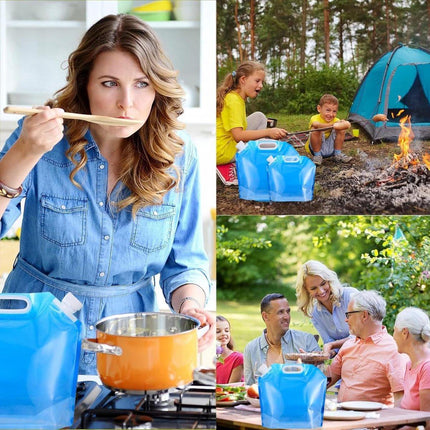 Collapsible Water Jerrycan - 4-Piece Water Reservoir Set - 5 and 10 Liter Flexible Water Jerrycan with Closed Lid and Faucet Switch - Emergency Water Reservoir - Outdoor Life - Emergency Kit - Home Emergency Kit - Portable Emergency Drinking Water Bag.