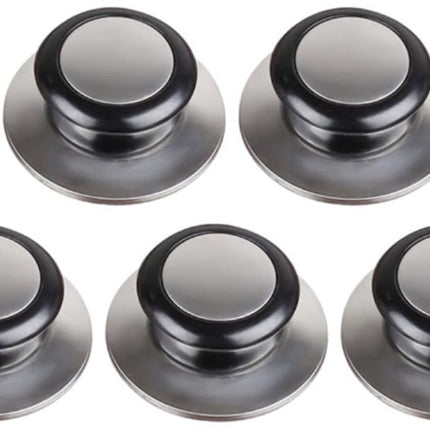 Pot Lid Knob - 5 Pieces - Lid Knob - 5-12mm Universal - Lid Handle - Kitchen Cookware Knob - For Replacing Pot Lids - 5.8*2.3cm - Silver and Black.