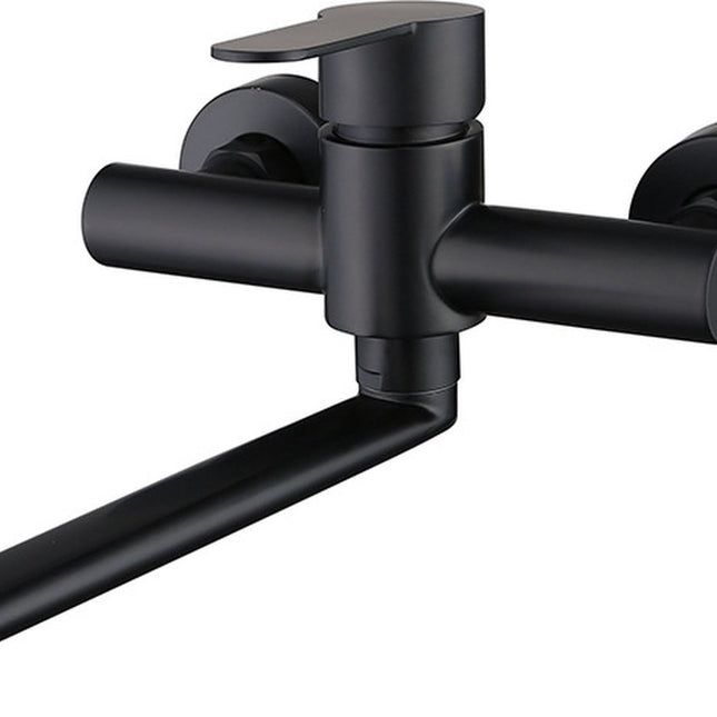 Bath faucet - Kitchen faucet - Washbasin faucet - Stainless steel - Black - 26*11 cm - Wall installation - Wall mounted - Swivel spout - Single lever