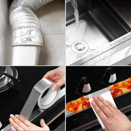2 pcs - Aluminum adhesive tape - Aluminum foil tape - sealing tape - aluminum foil - insulation tape - Aluminum tape - heat resistant - waterproof - 5cm x 5m - for kitchen, bathroom, electrician, metal surface.