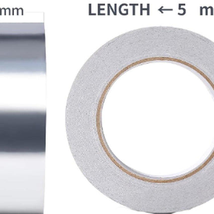 2 pcs - Aluminum adhesive tape - Aluminum foil tape - sealing tape - aluminum foil - insulation tape - Aluminum tape - heat resistant - waterproof - 5cm x 5m - for kitchen, bathroom, electrician, metal surface.