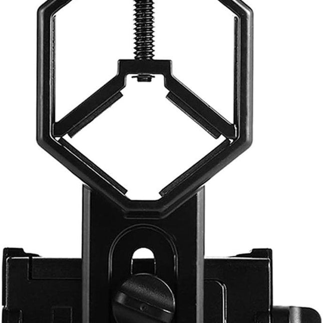 Universal Phone Holder for Telescope - For Eyepiece Diameter Ø 2.5 - 4.8cm - Mobile Phone Adapter Mount - Clip-on Design - For Spotter's Binoculars / Telescope - Adjustable - Black - ABS and Aluminum Alloy.