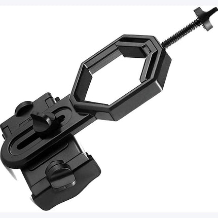 Universal Phone Holder for Telescope - For Eyepiece Diameter Ø 2.5 - 4.8cm - Mobile Phone Adapter Mount - Clip-on Design - For Spotter's Binoculars / Telescope - Adjustable - Black - ABS and Aluminum Alloy.