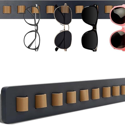 Glasses holder for the wall - glasses storage for multiple glasses - Store multiple glasses - Glasses holder - black - Sunglasses holder - wooden - 40*5.5*2.5cm.