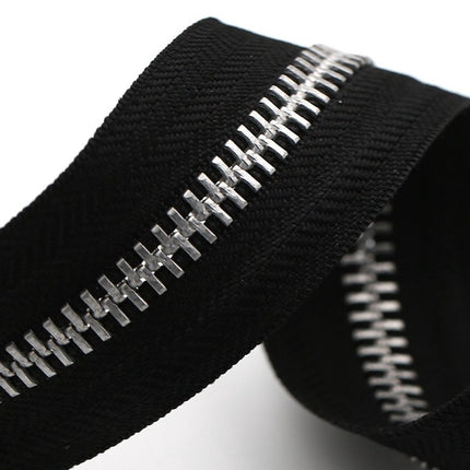 Zipper - Pack of 2 - Two-way zipper - Double slider - Divisible - Silver teeth - Black, silver - No. 5 70 cm - For jackets and coats.