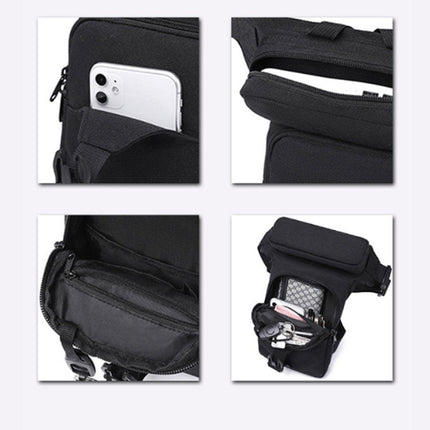 Waist Bag - Leg Bag - Motorcycle Waist Bag - Motorcycle Bag - Tactical Leg Bag - Tool Bag - Unisex - Black - Large Capacity - 16*5*29 cm - 4 Compartments - Polyester.
