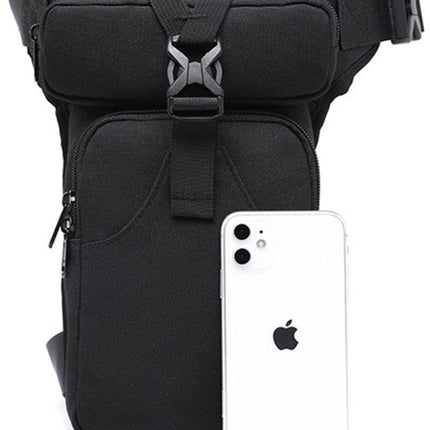 Waist Bag - Leg Bag - Motorcycle Waist Bag - Motorcycle Bag - Tactical Leg Bag - Tool Bag - Unisex - Black - Large Capacity - 16*5*29 cm - 4 Compartments - Polyester.