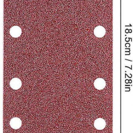 80 pieces - Sanding sheets - Sandpaper set - 40/60/80/120/180/240/320/400 grit - rectangular flocked sandpaper - 8 holes - red - 185*93mm.