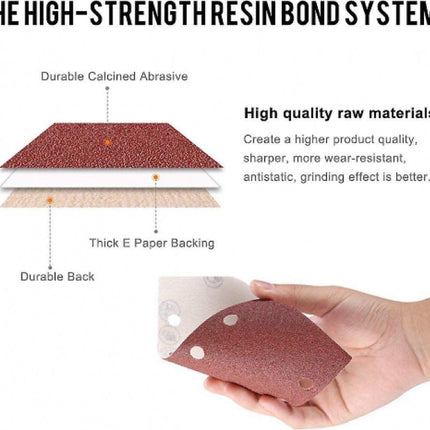 80 pieces - Sanding sheets - Sandpaper set - 40/60/80/120/180/240/320/400 grit - rectangular flocked sandpaper - 8 holes - red - 185*93mm.
