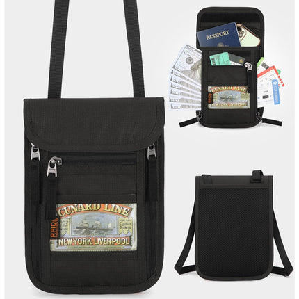 Neck pouch - Anti-skimming RFID Signal Blocking - Travel wallet - Passport pouch - For women and men - Water-repellent - Travel wallet - Neck pouch for travel and holidays - Black.