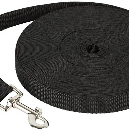 Dog Leash - 20 Meter - Training Leash - Tow Leash - Tracking Leash - Types of Dog Leashes - 2cm - Black - for Training, Walking and Recall - for Puppies, Small and Medium Dogs - Polypropylene.