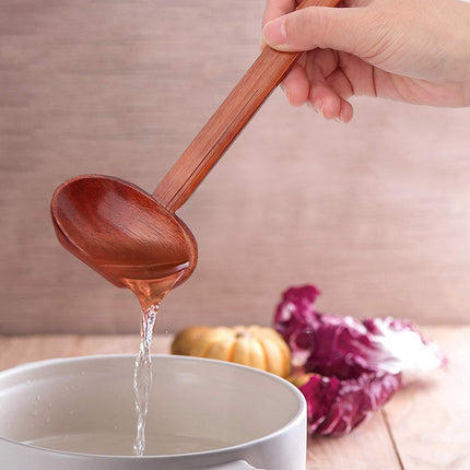 Soup Spoon - 4 Pieces - Stirring Spoon - Wood - With Long Handle - Ladle - Cooking Spoon - Serving Spoon - Bouillon Spoons - Kitchen Accessories - Cooking Utensils - For Soups, Ramen and Hotpot - Suitable for Restaurants and Homes - 22×7cm - Brown.
