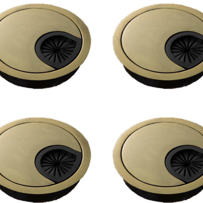 4 Pieces - Cable Organizer - Ø 60mm - Cable Management for Desks - End Caps for Desks - Metal Cable Grommet for Computer Desk - Metal - Bronze.
