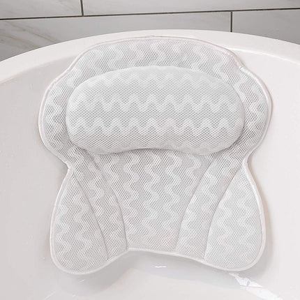 Bath Pillow - Spa Bath Pillow - Neck Pillow - Bath Pillow for the Bath - Headrest - Spa Pillow - White - with Anti-Slip Suction Cups - 42x44cm - for the Bath and Jacuzzi - Bath Accessories.