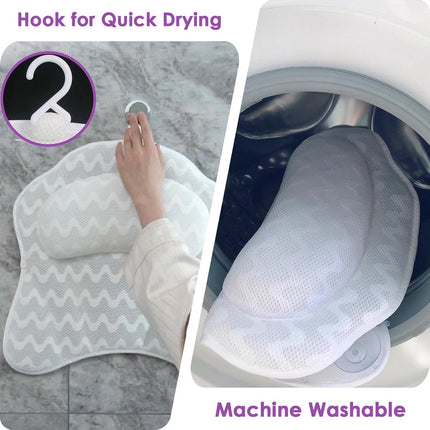 Bath Pillow - Spa Bath Pillow - Neck Pillow - Bath Pillow for the Bath - Headrest - Spa Pillow - White - with Anti-Slip Suction Cups - 42x44cm - for the Bath and Jacuzzi - Bath Accessories.