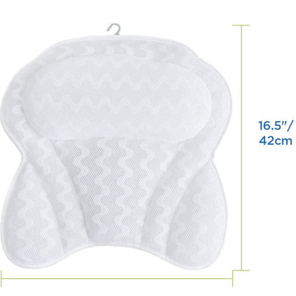 Bath Pillow - Spa Bath Pillow - Neck Pillow - Bath Pillow for the Bath - Headrest - Spa Pillow - White - with Anti-Slip Suction Cups - 42x44cm - for the Bath and Jacuzzi - Bath Accessories.