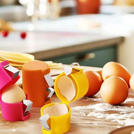 Eggshell Cutter - 3 Pieces - Egg Slicers - Eggshell Opener for Hard-Boiled Eggs, Egg Cracker Tool for Raw Eggs, for Soft-Boiled Eggs, Stainless Steel Egg Slicer, Eggshell Slicer for Home Kitchen Use.