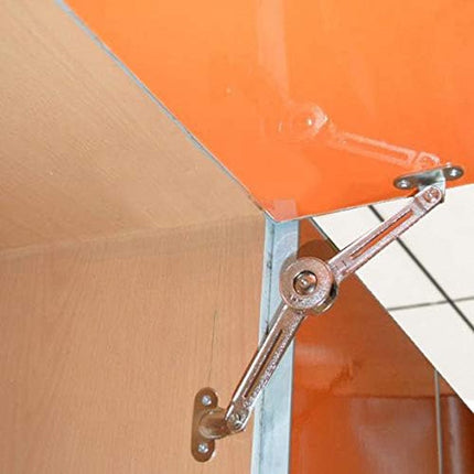 Flap hinge - 2 pieces - Stop hinge - Furniture hinge - Cabinet hinge - Overlay hinge - Flap supports - Lid support hinge - Zinc alloy - Silver - Nickel plated - With screws and Allen key - for kitchen, cabinet lift door.