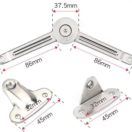 Flap hinge - 2 pieces - Stop hinge - Furniture hinge - Cabinet hinge - Overlay hinge - Flap supports - Lid support hinge - Zinc alloy - Silver - Nickel plated - With screws and Allen key - for kitchen, cabinet lift door.