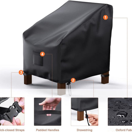 Waterproof Chair Cover - Set of 2 - Garden Chair Cover - Protective Cover for Garden Furniture - Garden Furniture Cover - Garden Chair Cover - 96 x 79 x 74 cm - For Outdoor Use in the Garden, Balcony or Terrace - Black - 210D Oxford Cloth - Waterproof - D.