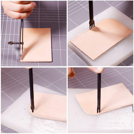 4 Pieces - Leather Punch - 4mm - 1/2/4/6 Claw - Black - Steel - Length 10cm - Hole Punch - Hole Punch - Leather Needles - Leather Punching Tool - Non-Slip Handle - For Belt and DIY Crafts.