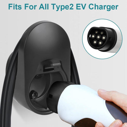 Charging cable mounting bracket for car - universal cable holder for EV - black.