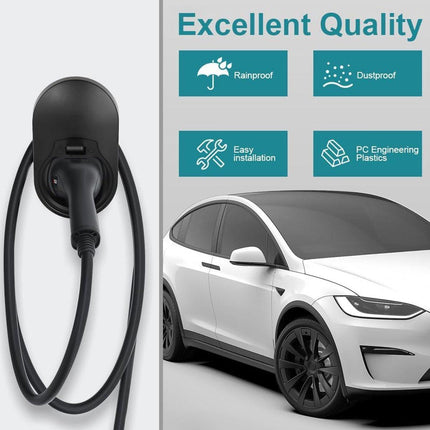 Charging cable mounting bracket for car - universal cable holder for EV - black.