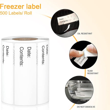 500 Pieces - Freezer Labels - Freezer Stickers - Food Labels - Best Before Labels - Labels - 2.5*5cm - Writable - For Containers, Boxes, Bags.