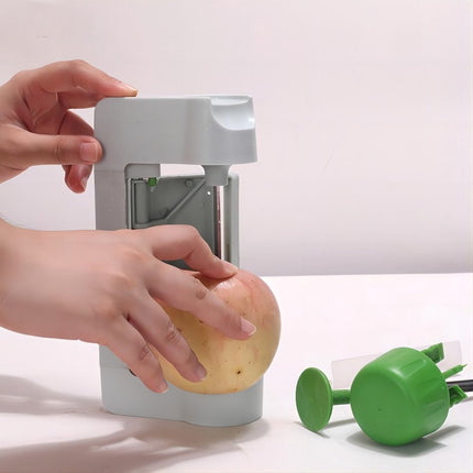 Vegetable Slicer - Spiral Slicer - Kitchen Slicer - Plastic - 22.5*10.5*5.5cm - Light Gray, Green.
