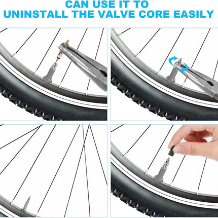 Presta Valve Cores - 10 Pieces - Zinc Alloy - With Extension Wrench - Bicycle Presta Valve Core Removal Kit - Presta Valve Core Replacement Kit - Tire Repair.
